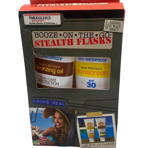 Fun Flasks BOOZ Smuggler Sunscreen Bottle Hidden Flasks Smugglers Delight GAG - Picture 2 of 7